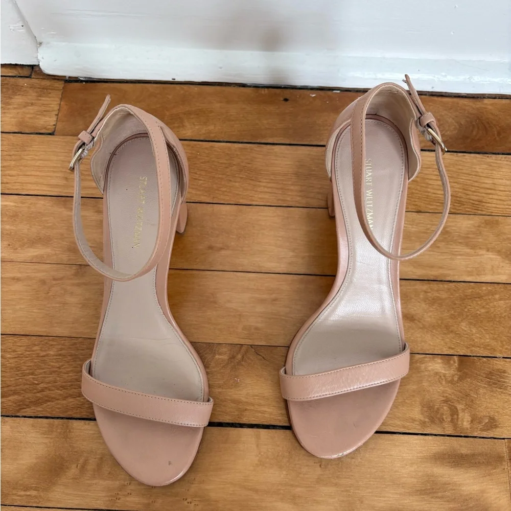 Stuart Weitzman Nude Ankle Strap Heels - Picture 3 of 10